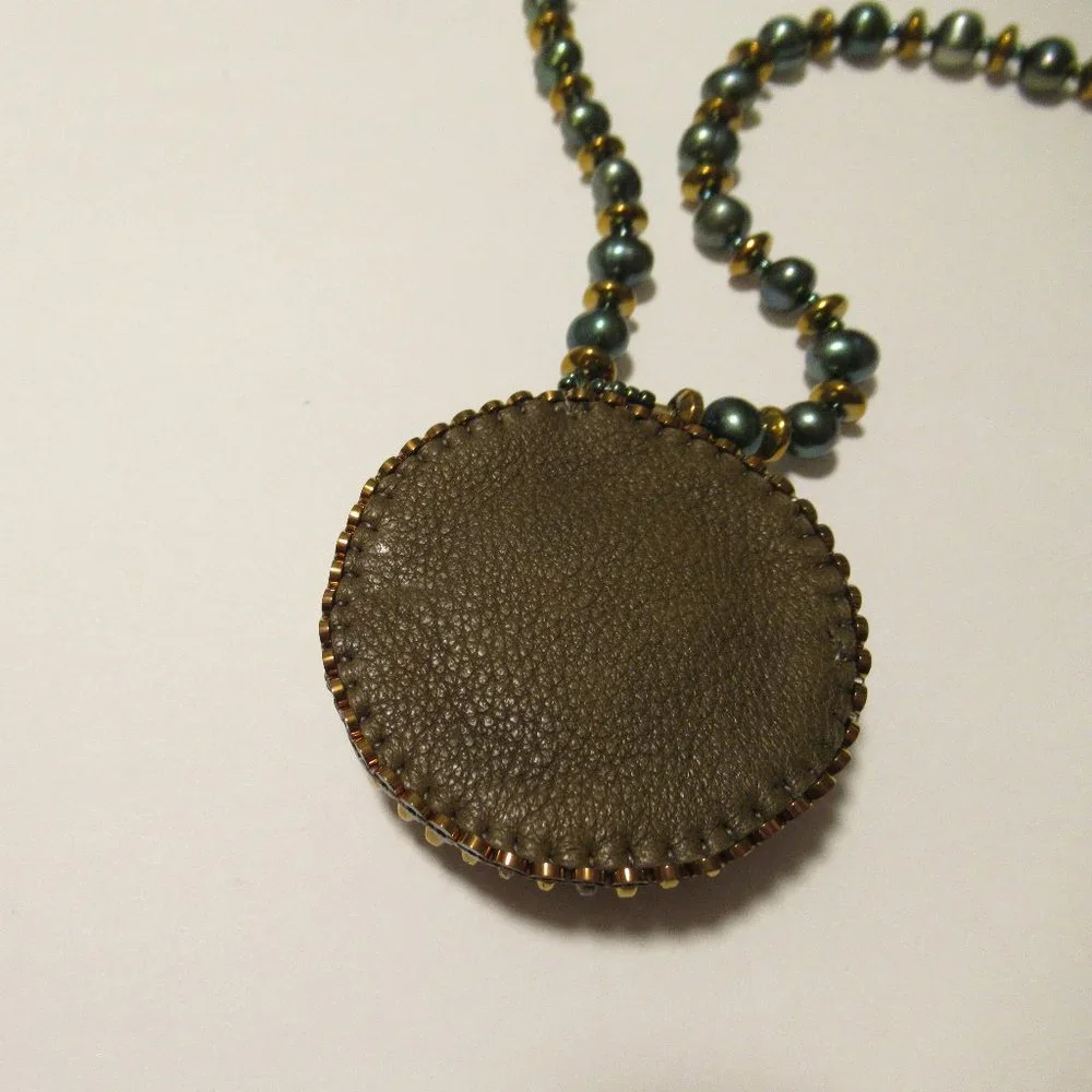 Boro Glass Cabochon and pearl necklace set